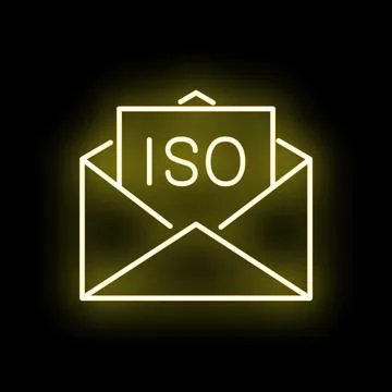 Iso message glowing neon email envelope icon Stock Illustration