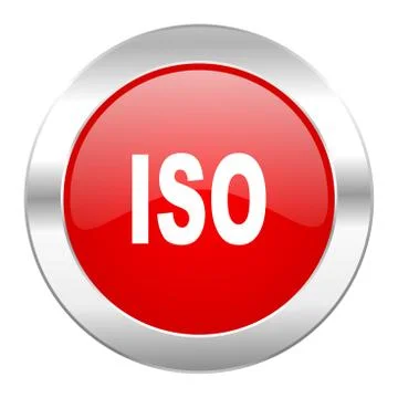 Iso red circle chrome web icon isolated. Stock Illustration