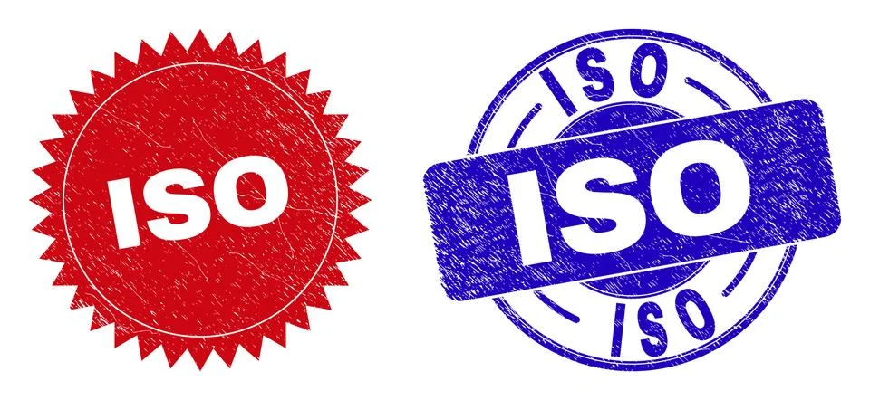 ISO Rounded and Rosette Stamp Seals with Unclean Texture Stock Illustration
