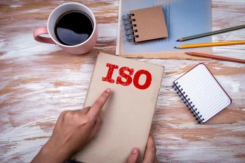 ISO. Standard, Certification, Customer, Guarantee and Business concept. Book Stock Photos