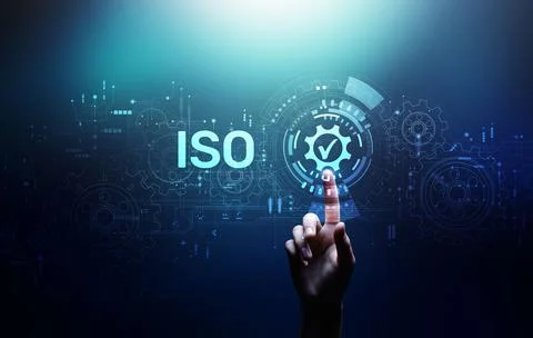ISO Standard certification standardisation quality control concept on screen. Фото