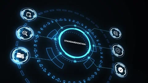 ISO Standard certification standardization quality control concept on screen. 库存影片 196742300