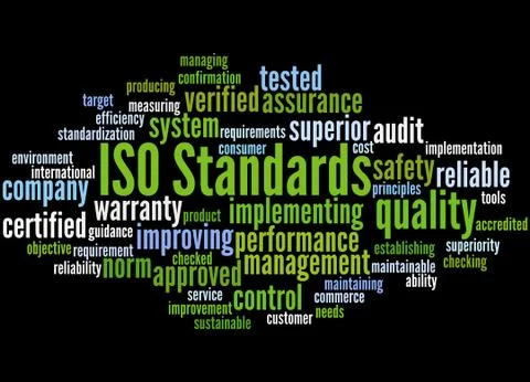 ISO Standards, word cloud concept Stock Illustration