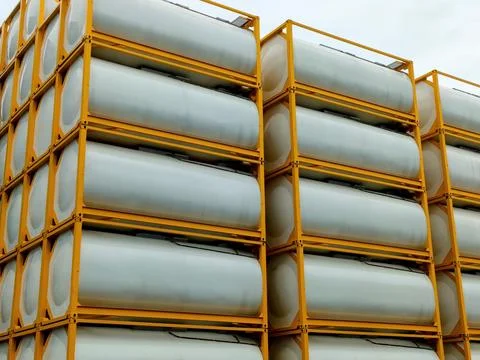Iso tanks stacked Stock Photos