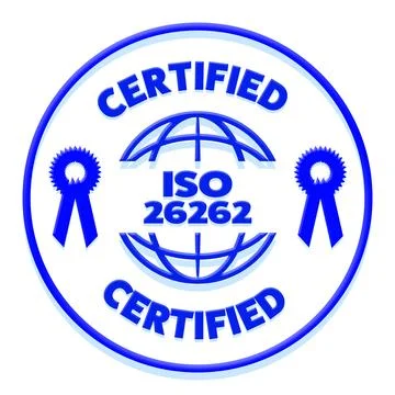 ISO26262 certification stamp for Functional Safety Stock Illustration