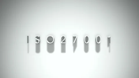 Iso27001 3D title animation with shadows on a white background Stock Footage 297457957
