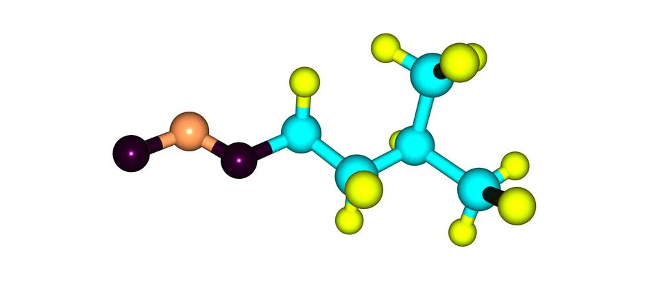 Isoamyl nitrite molecular structure isolated on white Stock Illustration
