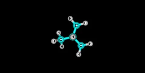 Isobutane molecular structure isolated on black Stock Illustration