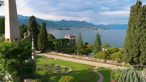 Isola Bella garden, beautiful scenery. Stock Footage