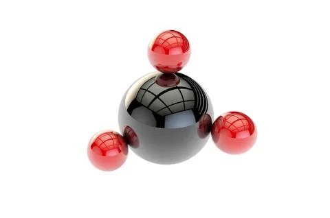 Isolate 3D spheres of different sizes and colors connected together Stock Illustration