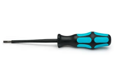 Isolate. Black screwdriver with rubber grip inserts on a white background. Stock Photos