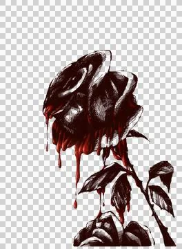 Isolate Bleeding Rose Digital pain Illustration Stock Illustration