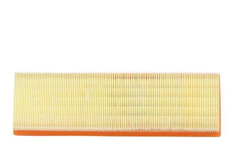 Isolate. The clean car air filter on a white background. View from below. Stock Photos