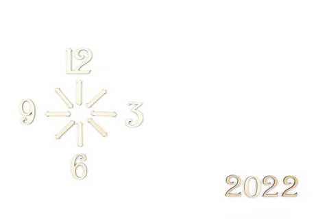 Isolate, clock made of wooden numerals, inscription 2022 Stock Photos