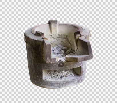 Isolate Close pottery stove ashes rural Thailand, which has been used for a.. Stock Photos