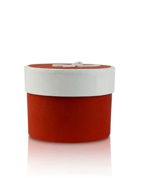 Isolate. Closed red round box isolated on a white background. Stock Photos