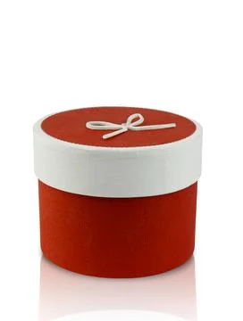 Isolate. Closed red round box isolated on a white background. Stock Photos