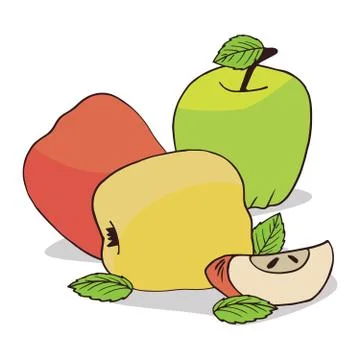 Isolate colorful ripe apple fruit Stock Illustration