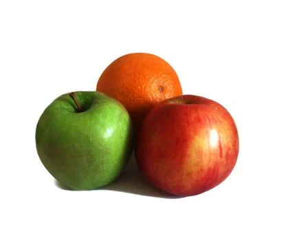 Isolate for design apples red and green with orange. Foto stock