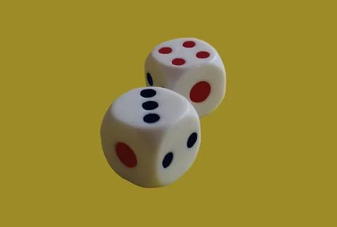 Isolate dice on yellow background Stock Photos