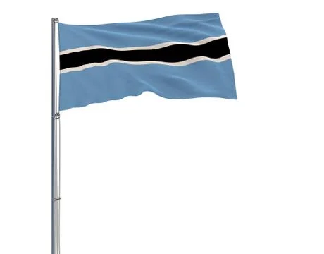 Isolate flag of Botswana on a flagpole fluttering in the wind on white Illustration