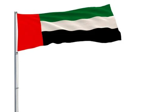 Isolate flag of United Arab Emirates on a flagpole fluttering in the wind Stock Illustration