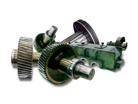Isolate gear box of rotating motor of machine, Take out part of machine to pe Stock Photos
