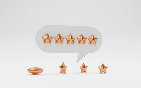 Isolate of golden five stars inside message box , Customer or client feedba.. 스톡 일러스트