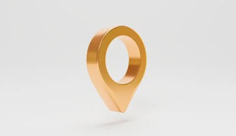 Isolate of golden Location pin on white background for web location point a.. Stock Illustration