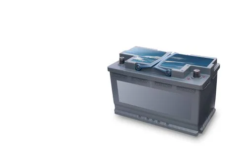 Isolate. Gray car battery on a white background. Foto stock