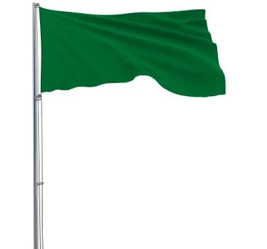 Isolate green flag on a flagpole fluttering in the wind on a white background Stock Illustration