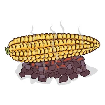 Isolate grilled corn ears fruit Stock Illustration