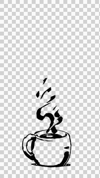 Isolate Hand drawn ink brush line art illustration of a cute coffee cup. Stock Illustration