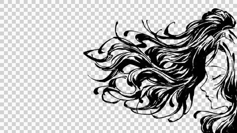 Isolate Hand drawn ink brush line art of a beautiful woman. Illustration