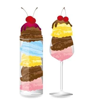 Isolate ice cream on a black bacjground, vector illustration Illustrazione stock