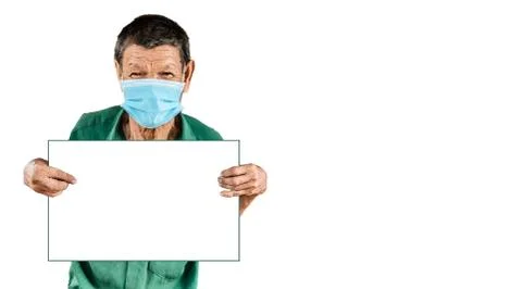 Isolate image and clipping path of an poor Asian man wearing a mask Stock Photos