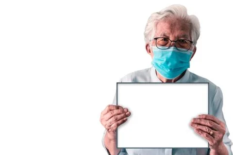 Isolate image and clipping path of an Asian woman wearing a mask Stock Photos