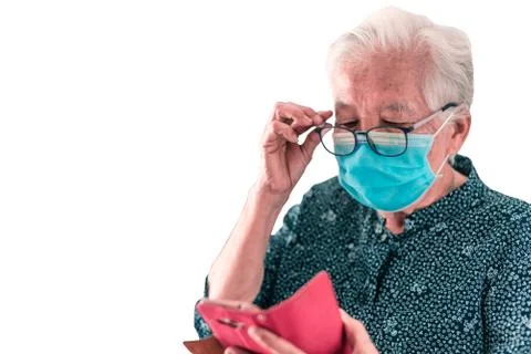 Isolate image and clipping path of an Asian woman wearing a mask Stock Photos