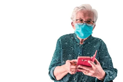 Isolate image and clipping path of an Asian woman wearing a mask Stock Photos