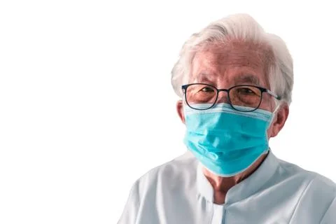 Isolate image and clipping path of an Asian woman wearing a mask Stock Photos