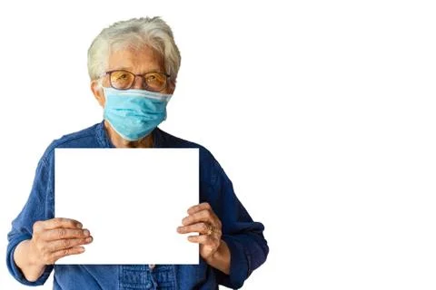 Isolate image and clipping path of an Asian woman wearing a mask Stock Photos