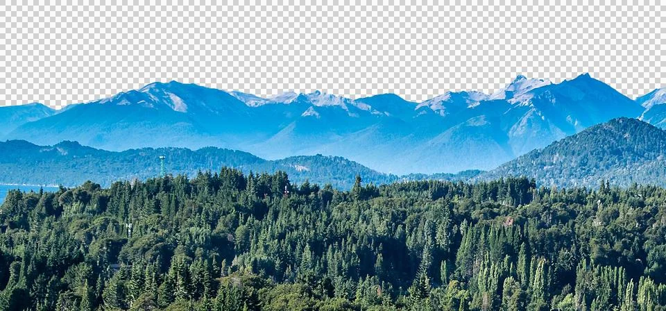 Isolate image of forest and mountain landscape Stock Photos