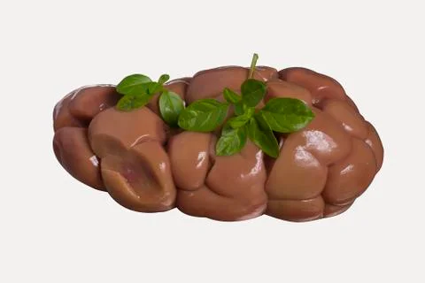 An isolate kidney with basil on a with background Stock Photos
