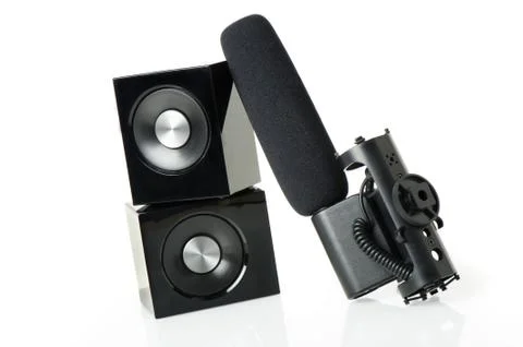 Isolate microphone over white Stock Photos