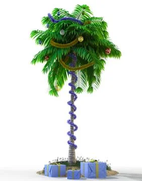 Isolate New Year palm tree with decoration concept holiday element Stock Illustration