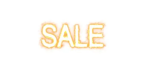Isolate sale font, with fire effect, red word sale, burning letters for editing. Stock Photos