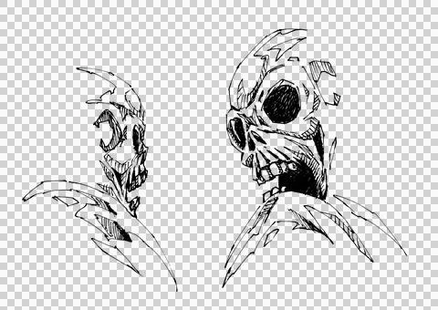 Isolate skull sketch ink Stock Illustration