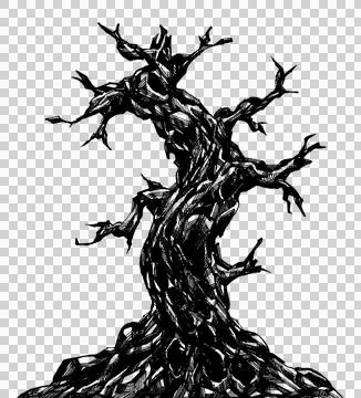 Isolate Twisted Dead Tree Ink Illustration Stock-Illustration