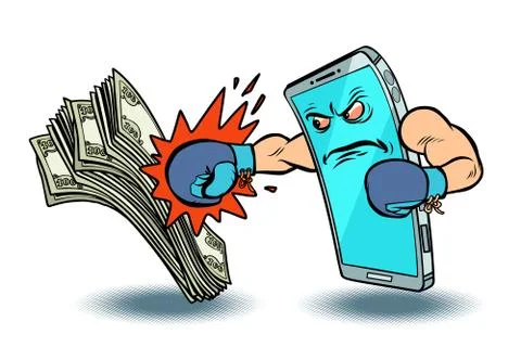 Isolate on white background online payment wins cash. Internet banking Stock Illustration