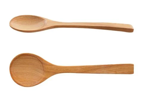 Isolate Wood Spoon on White Background Foto stock